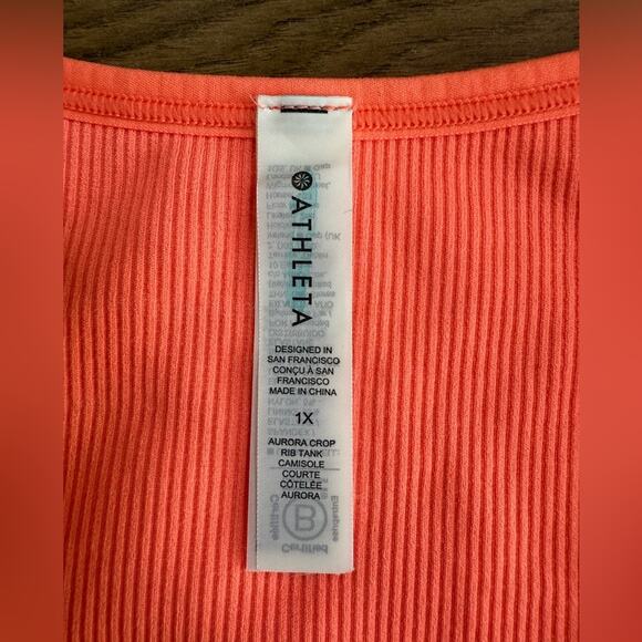 Athleta Aurora Seamless Crop Ribbed Tank Coral Pink Size 1X - Picture 8 of 10